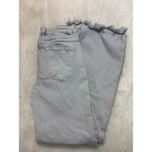 Risen Jeans Wide Leg Cropped Raw Hem Light Wash Denim Pants Size 0/24